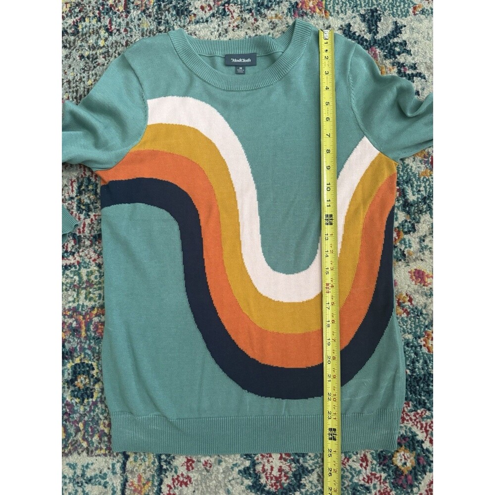 Modcloth Retro Rainbow Wave Crewneck Sweater Size Medium - Picture 5 of 6